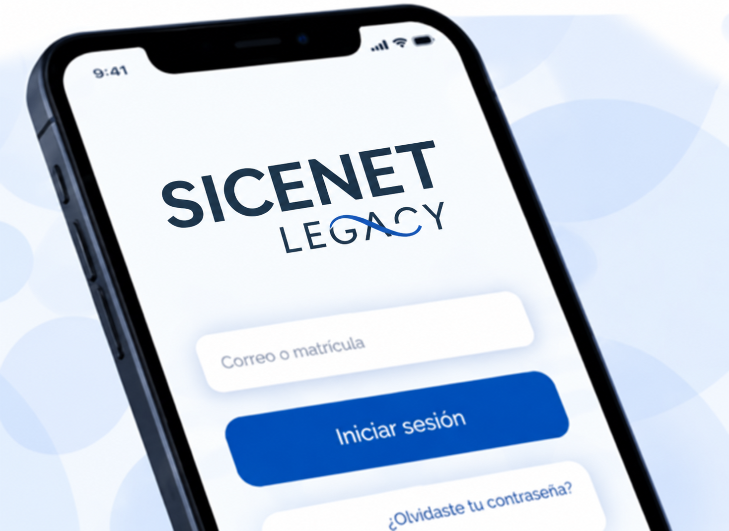 App SICENET Legacy mostrando la pantalla de inicio de sesión
